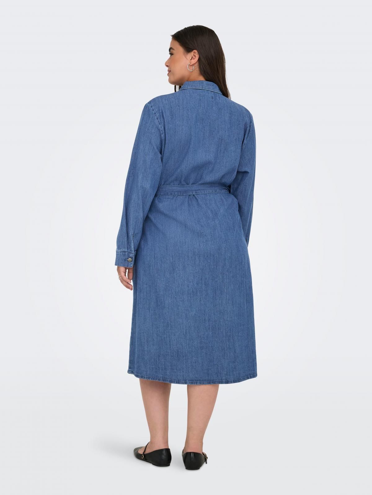 온리 데님 미디 셔츠 원피스 벨트 포켓 15362698_2114 BLUE / DARK BLUE DENIM - 상세 이미지 2