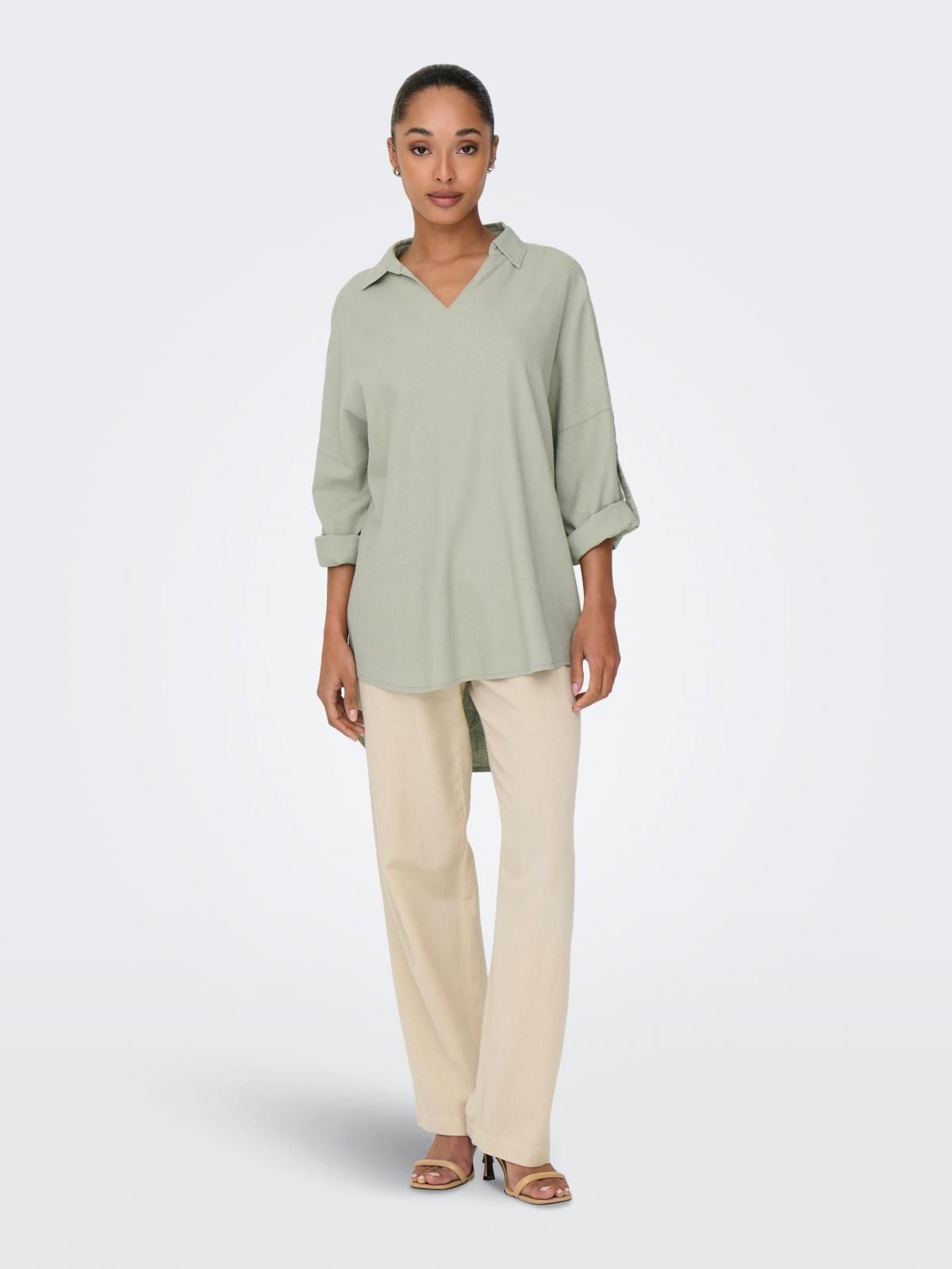 온리 릴렉스핏 리조트카라 튜닉 탑 15338898_1900 GREY / TEA - 상세 이미지 5