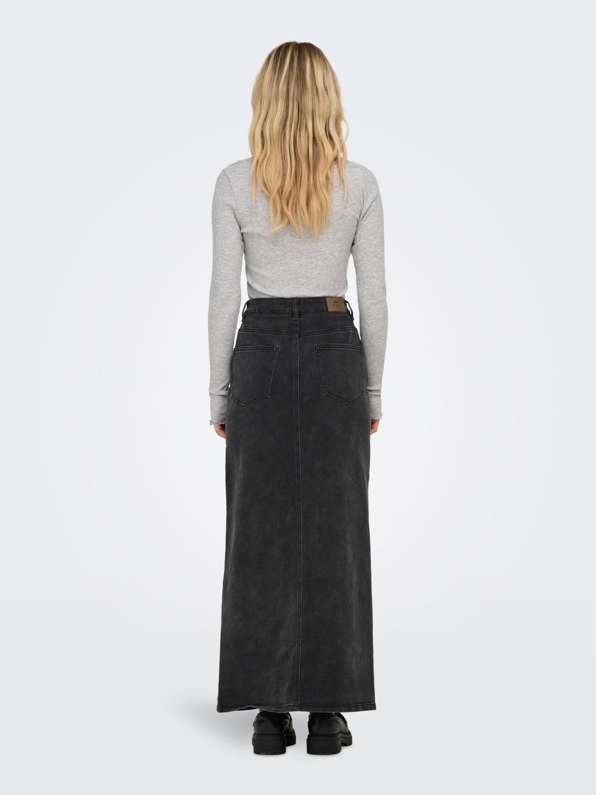 온리 테크니컬 데님 롱스커트 버튼업 15325358_8183 BLACK / WASHED BLACK - 상세 이미지 2