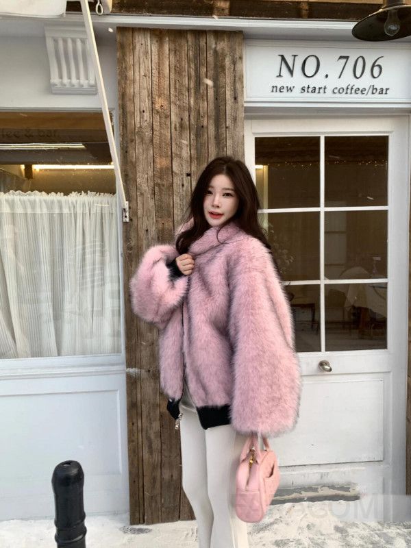 여성 루즈핏 후드 리버시블 양털 퍼자켓 숏패딩 점퍼 따뜻한 겨울 데일리 아우터 - 상세 이미지 5