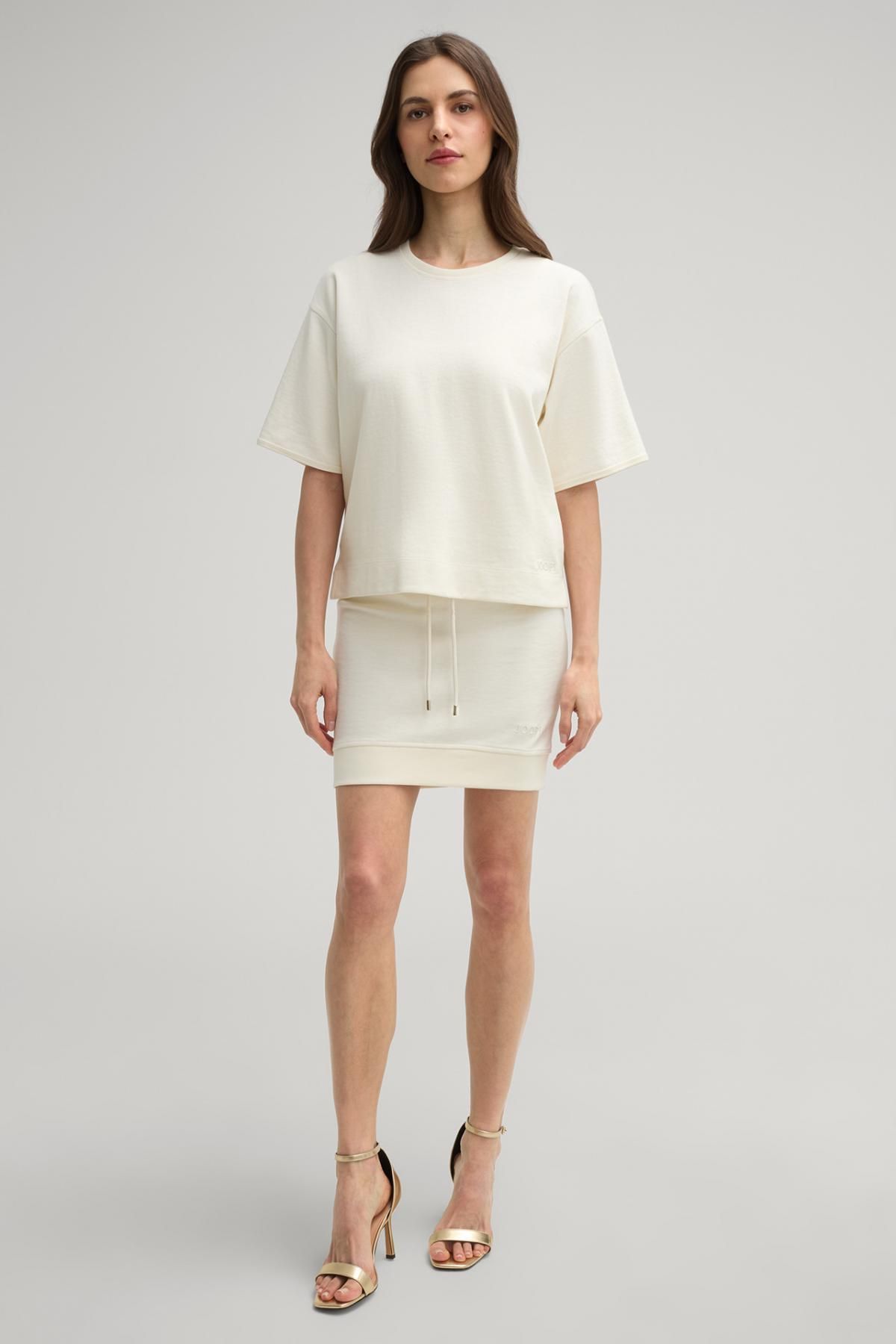 윱 모노크롬 코튼저지 미디 스커트 티아라 크림 30046242-10007096-102 OFFWHITE - 상세 이미지 3