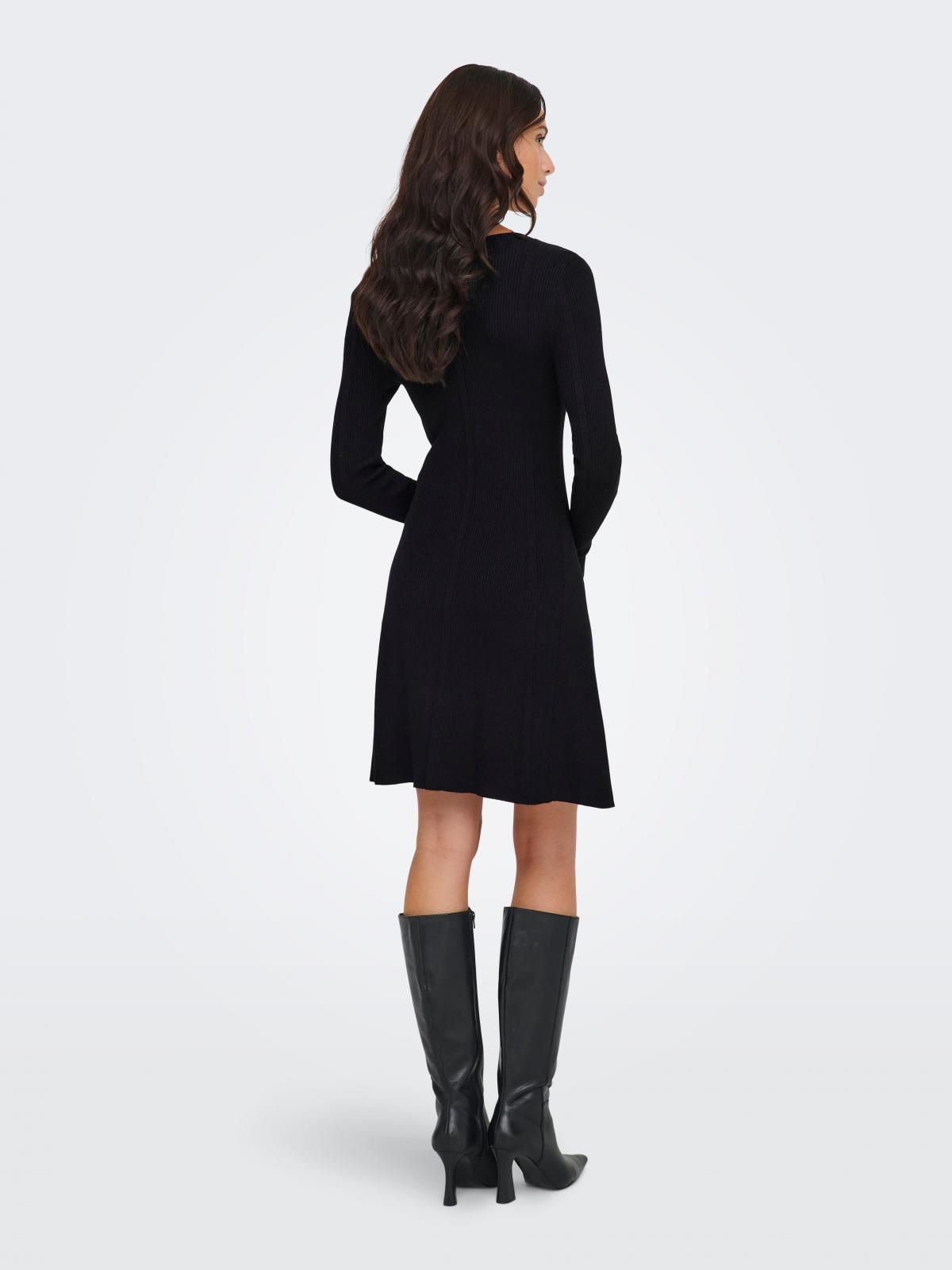온리 베이직 라운드넥 니트 미니 원피스 15370075_2161 BLACK / BLACK - 상세 이미지 2
