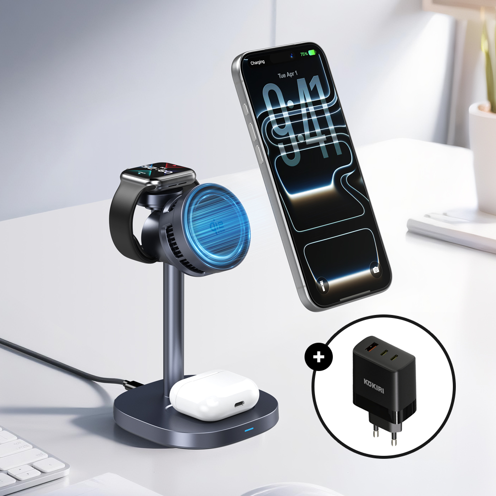 코끼리 냉각 Qi2 25W 3in1 맥세이프 초고속 무선 충전기 애플 갤럭시 워치 동시호환 - 메인 이미지