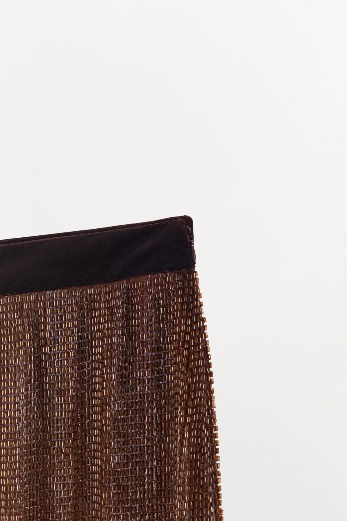자라 트렌디 비즈 프린지 미니 스커트 1758/629 BROWN 이미지 7