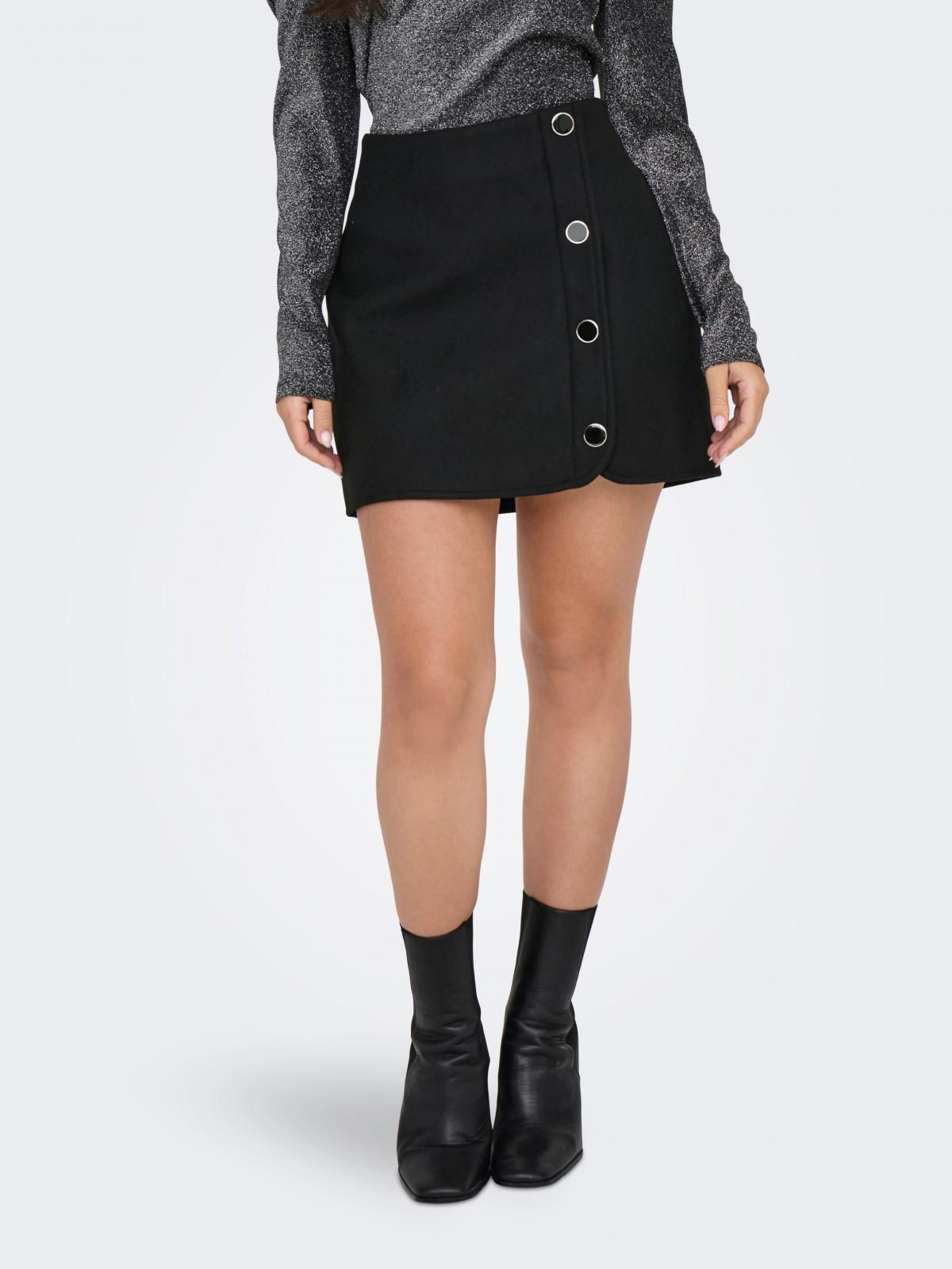 온리 버튼 디테일 미니 스커트 15327992_2161 BLACK / BLACK - 메인 이미지
