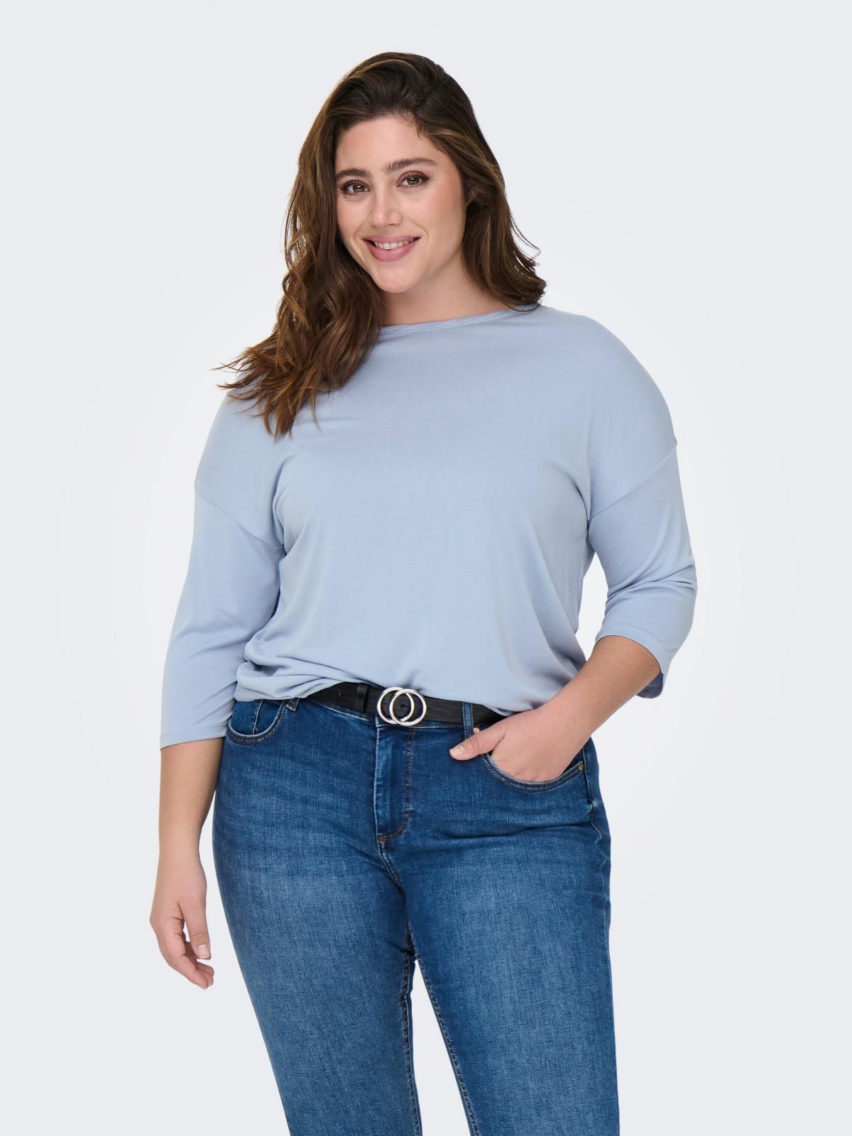 온리 비스코스 소프트 7부 티셔츠 15339880_3013 BLUE / SOFT CHAMBRAY - 상품 이미지