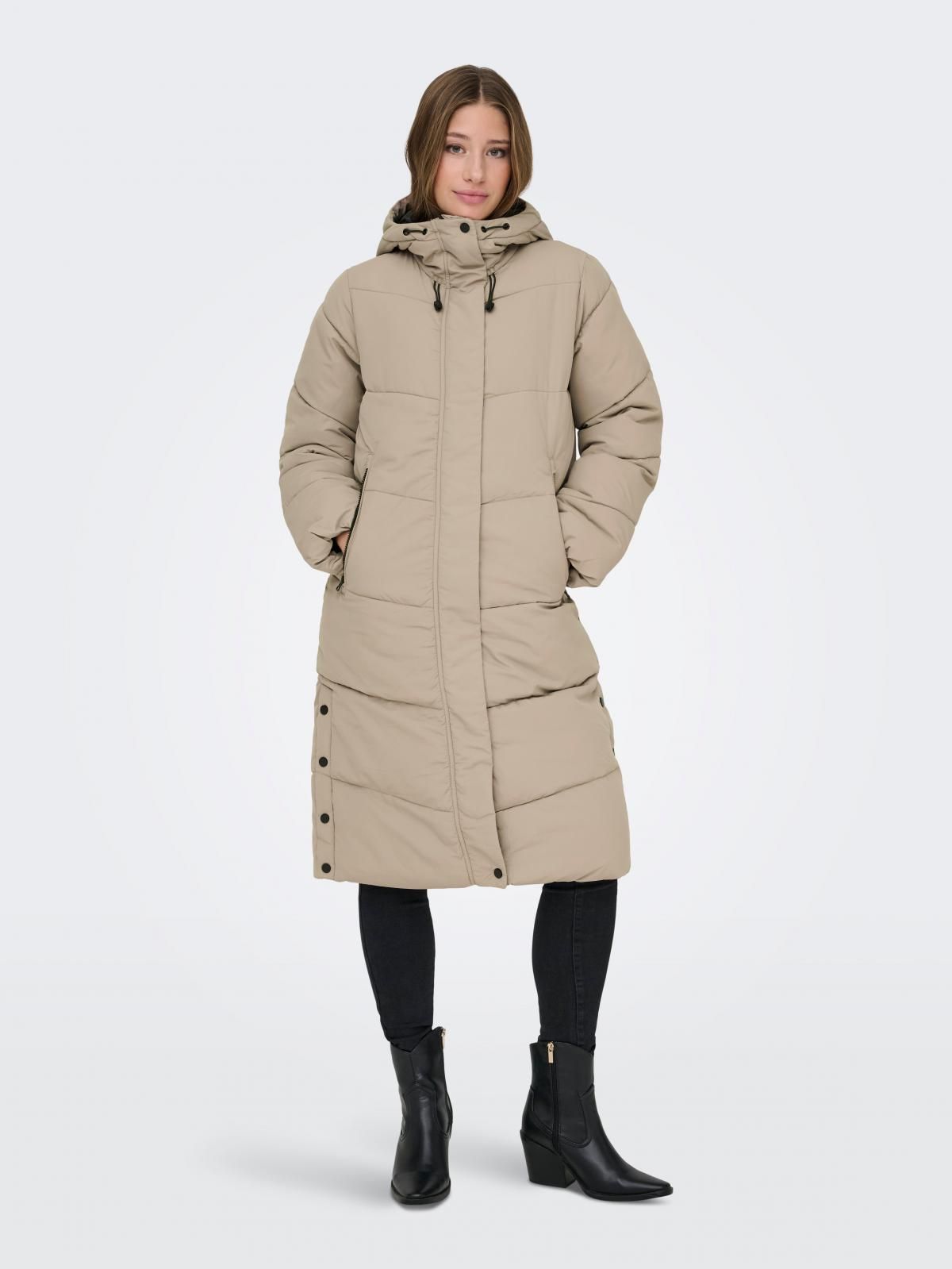온리 프리미엄 롱 패딩코트 후드 15349121_111 BROWN / SILVER MINK - 상세 이미지 5