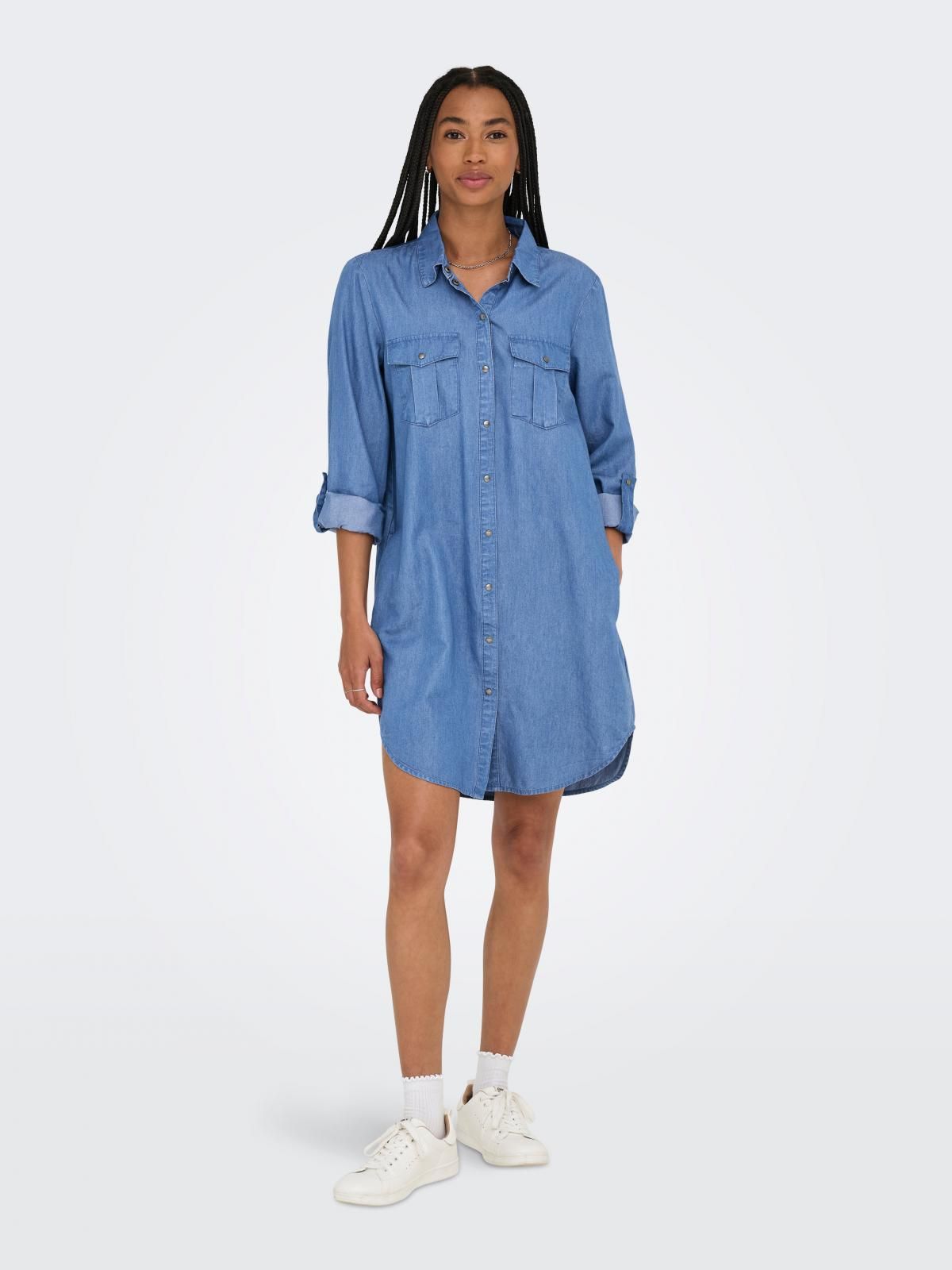 온리 데님 셔츠 미니 원피스 캐주얼 15357595_2115 BLUE / MEDIUM BLUE DENIM - 상품 이미지