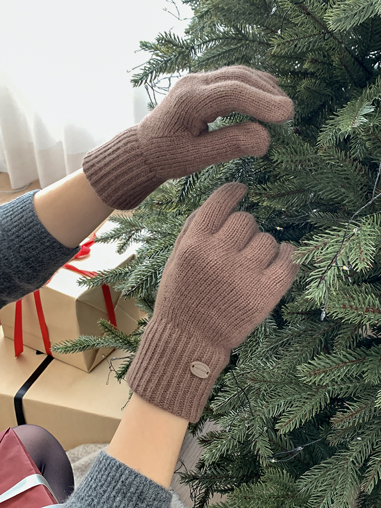 [울100%/무배] 로코 버튼 울 장갑 - 여성 겨울 방한 핑거홀 니트 손가락구멍 숏글러브