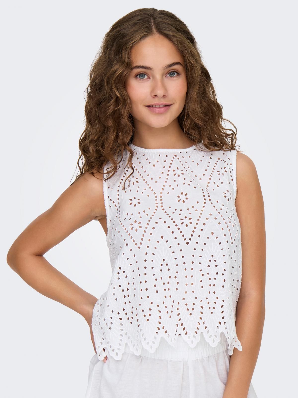 온리 레이스 펀칭 민소매 블라우스 화이트 15343156_5_1167719 WHITE / BRIGHT WHITE - 상품 이미지