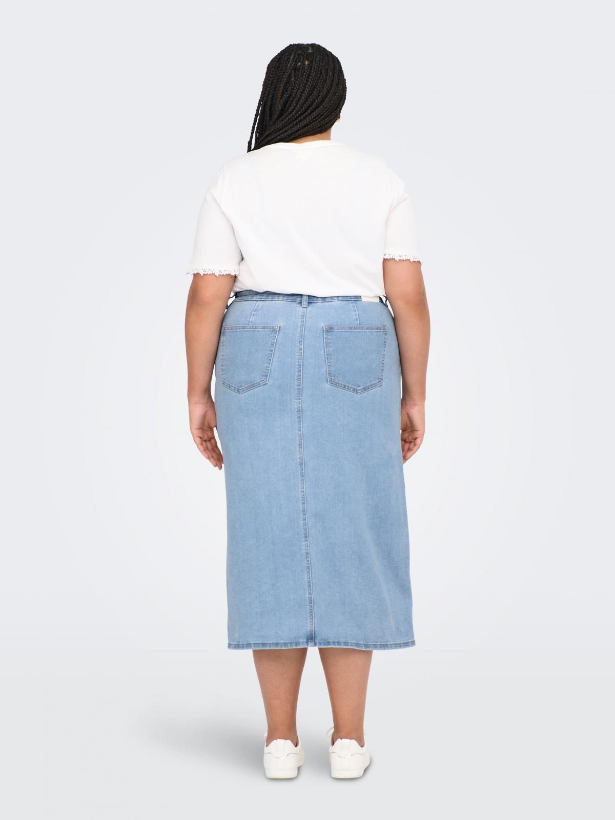 온리 빅사이즈 슬릿 데님 미디 스커트 15324767_2116 BLUE / LIGHT BLUE DENIM - 상세 이미지 2