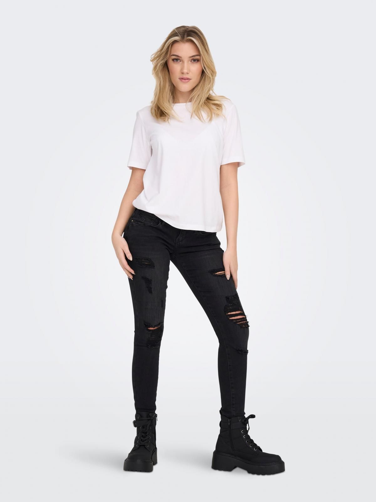 온리 베이직 코튼 라운드넥 반팔 티셔츠 15270390_2206 WHITE / WHITE - 상세 이미지 5