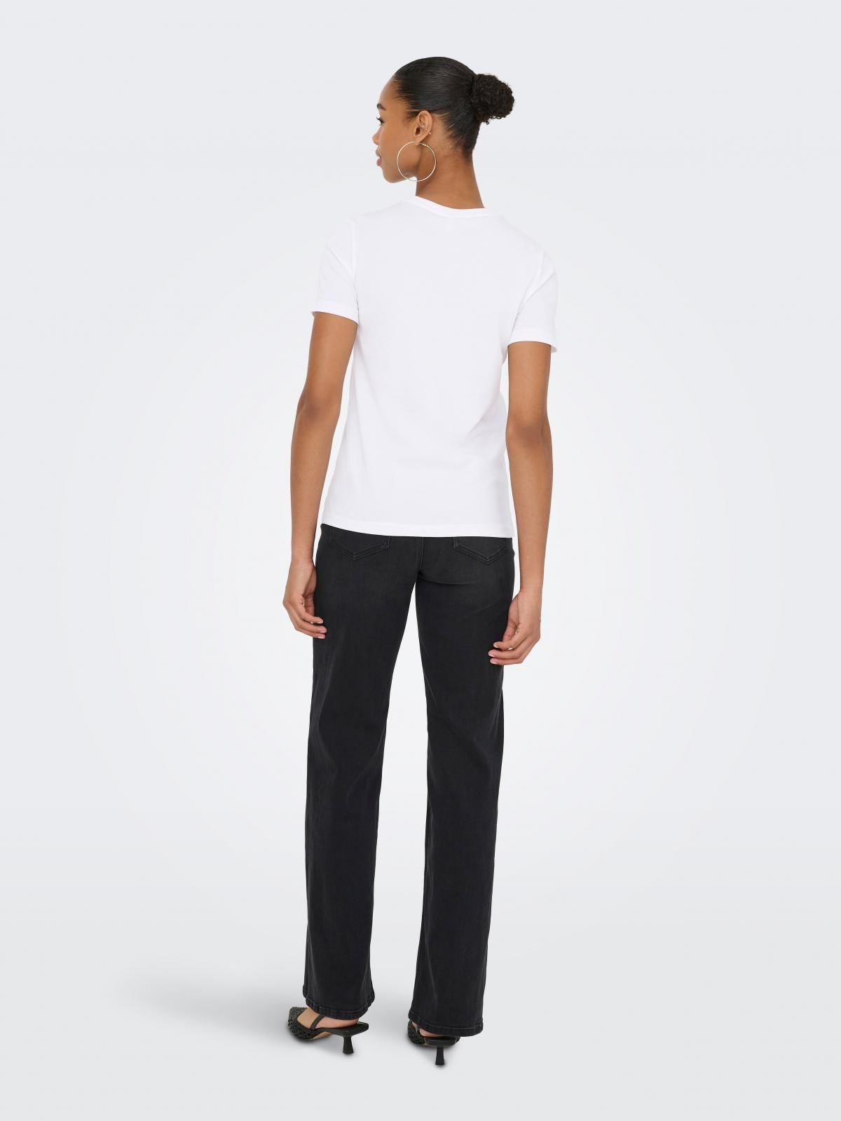 온리 그래픽 코튼 라운드넥 반팔 티셔츠 15329752_5_1214213 WHITE / BRIGHT WHITE - 상세 이미지 3