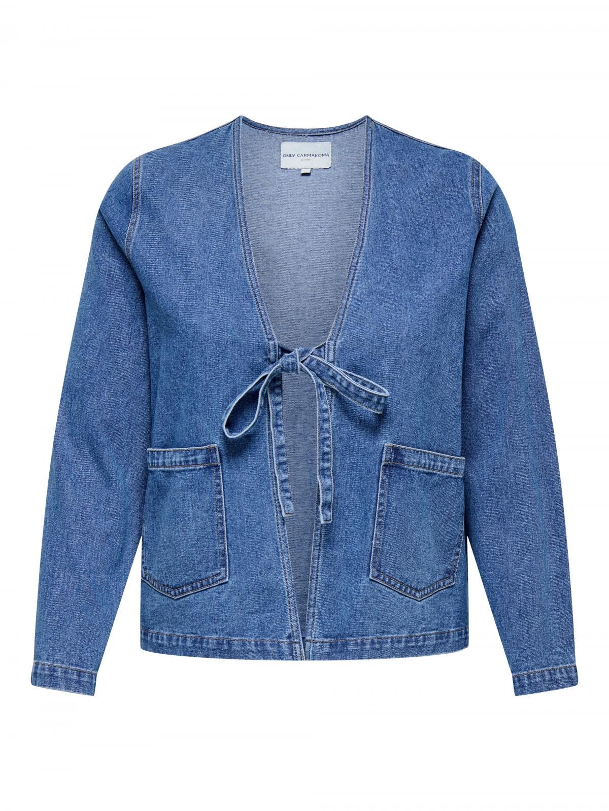 온리 커브핏 데님 라운드넥 리본 재킷 15355475_2115 BLUE / MEDIUM BLUE DENIM - 상세 이미지 3