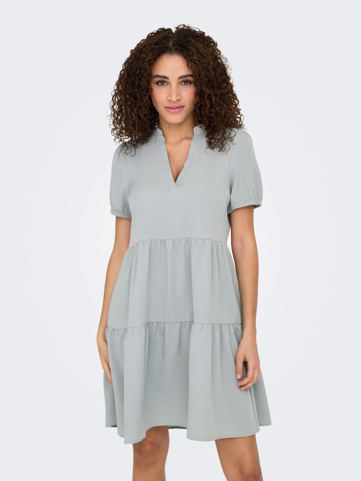 온리 브이넥 반팔 미니 원피스 15342649_1461 TURQUOISE / ABYSS - 상품 이미지