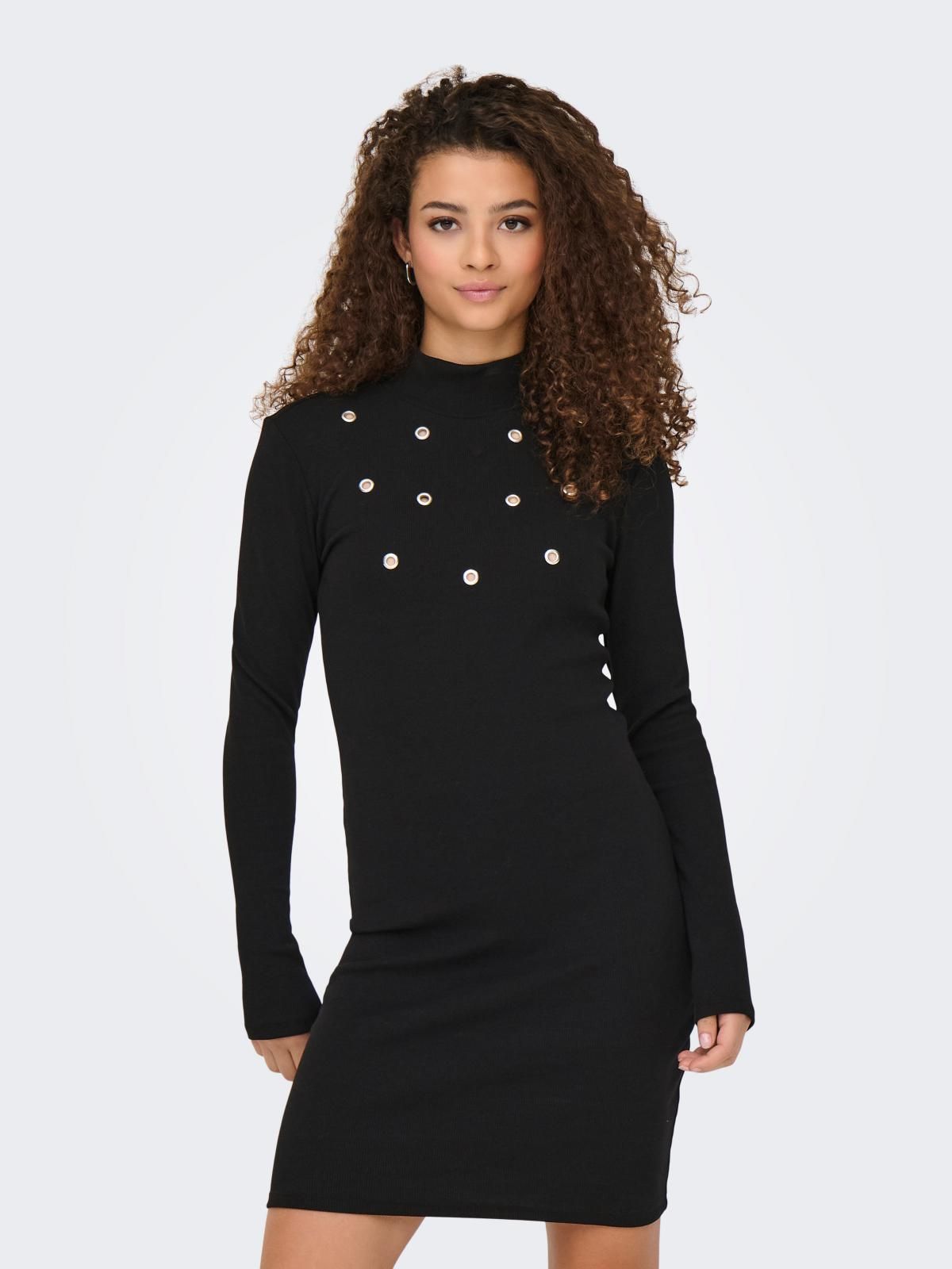 온리 슬림핏 하이넥 미니 원피스 블랙 진주장식 15352927_2161 BLACK / BLACK - 상품 이미지