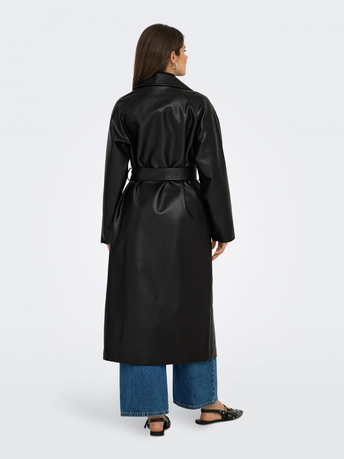 온리 더블버튼 벨티드 롱 트렌치코트 15349543_2161 BLACK / BLACK - 상세 이미지 2