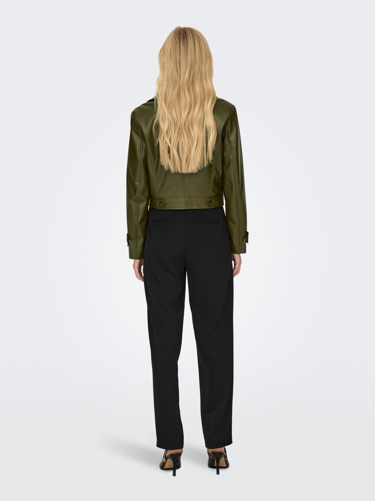 온리 테크니컬 레더 오버핏 크롭 재킷 15293027_1920 BROWN / DARK OLIVE - 상세 이미지 2