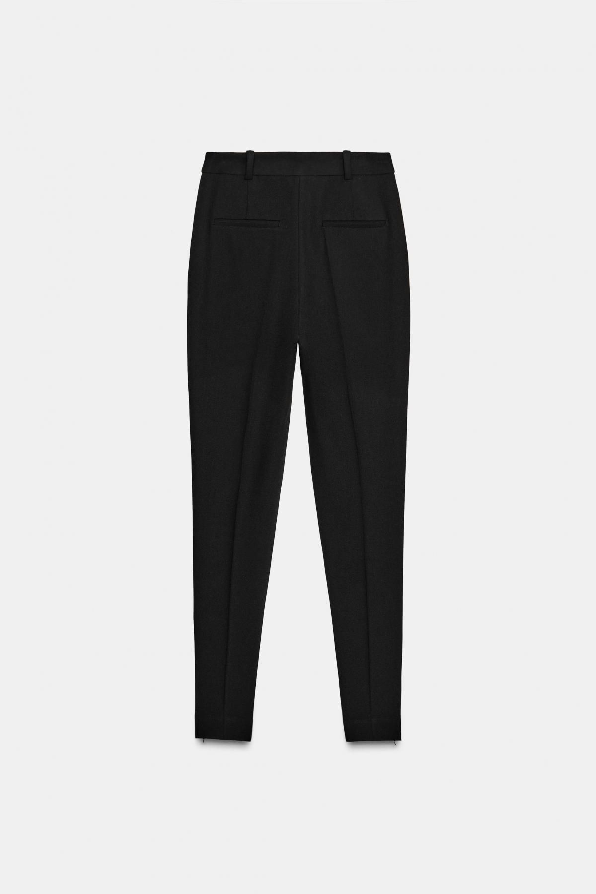 자라 슬림핏 하이라이즈 지퍼헴 팬츠 9929/675 BLACK - 상세 이미지 2