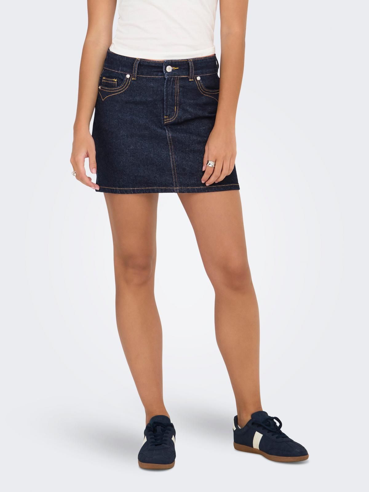 온리 테크니컬 데님 미니 스커트 15352058_2114_1200239 BLUE / DARK BLUE DENIM - 상품 이미지