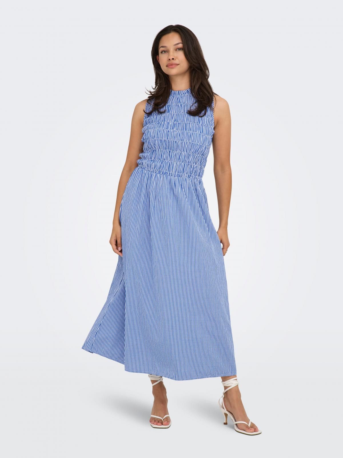 온리 체크 패턴 슬리브리스 미디 원피스 15358999_1233_1224231 BLUE / BLUE BONNET - 상품 이미지