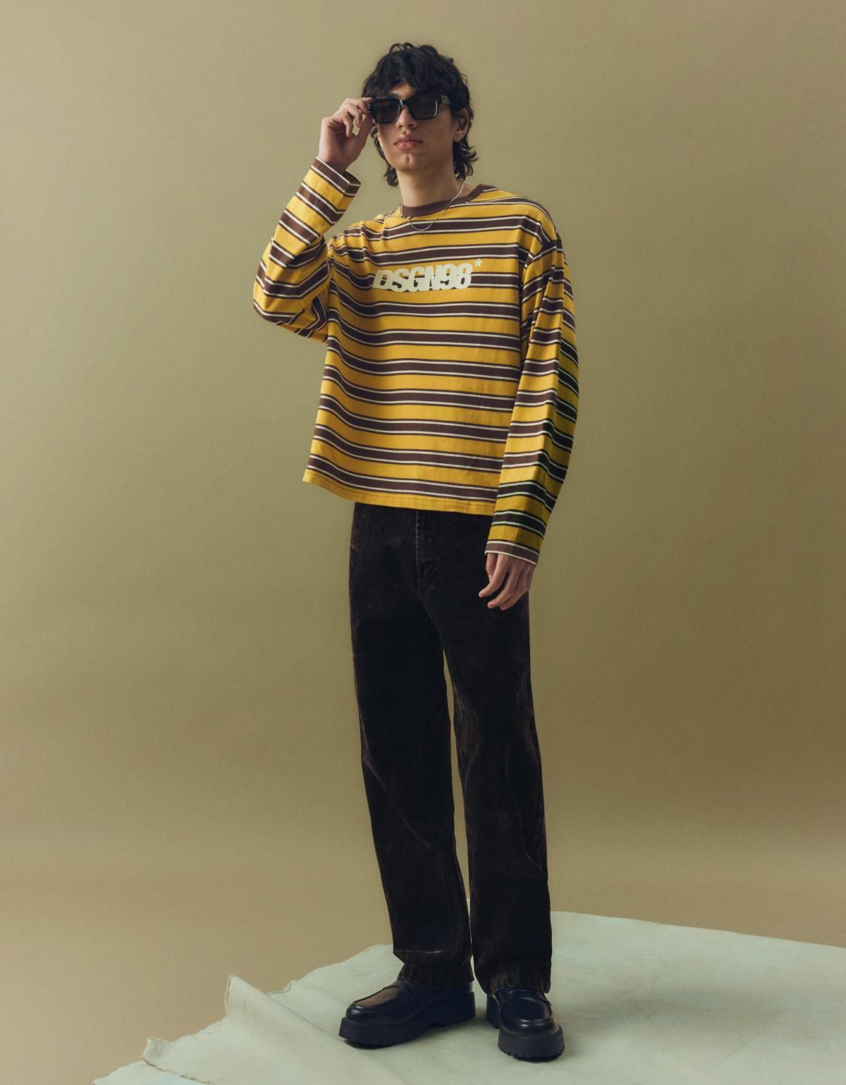 버쉬카 레트로 스트라이프 긴팔 티셔츠 8130/443 MUSTARD 이미지 6