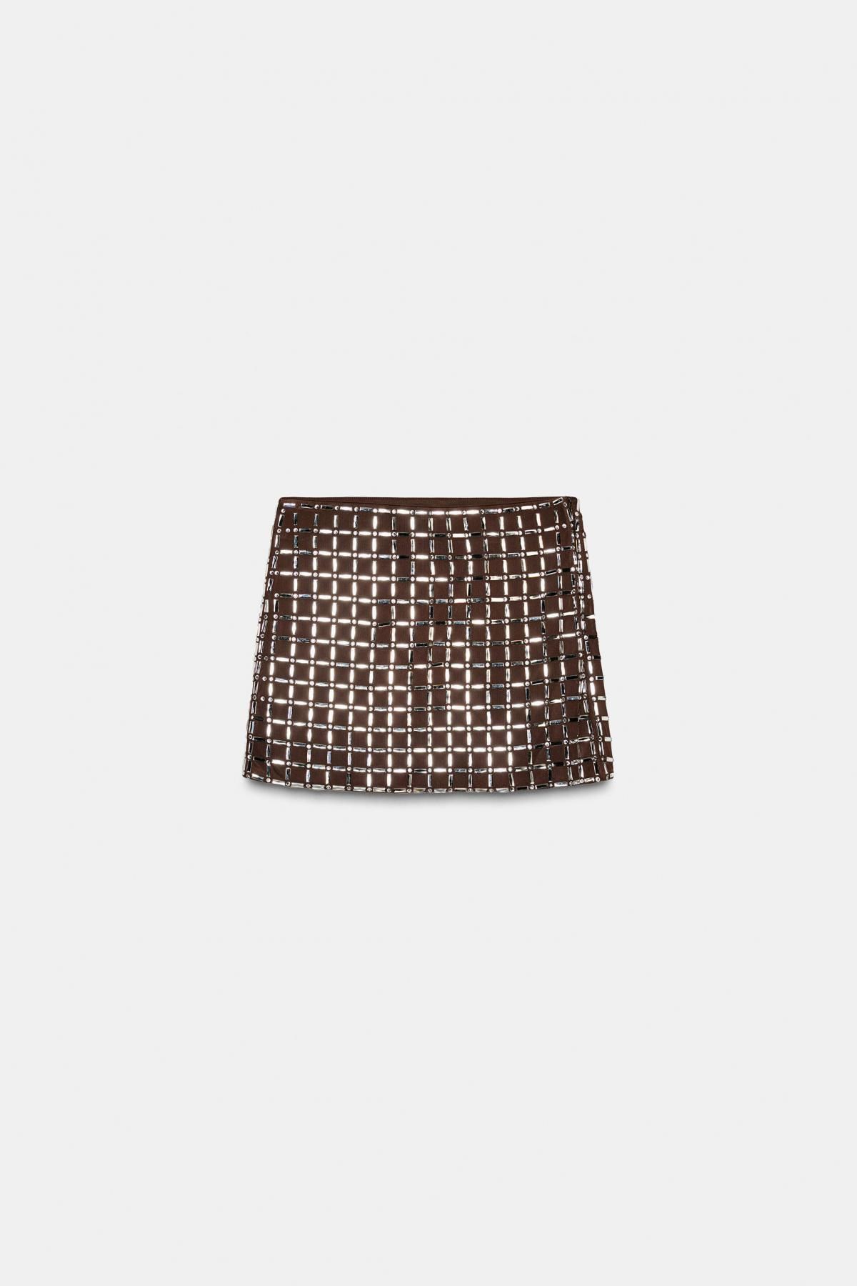자라 글리터 시퀸 미니 스커트 4772/511 BROWN - 메인 이미지