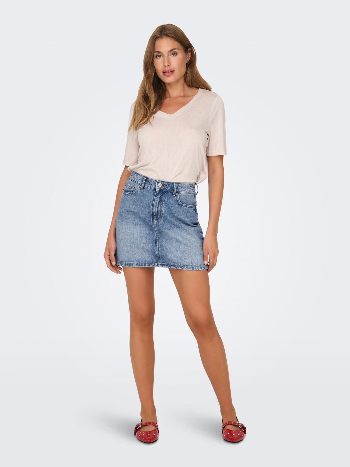 온리 캐주얼 데님 미니 스커트 15339630_2116 BLUE / LIGHT BLUE DENIM - 상세 이미지 5