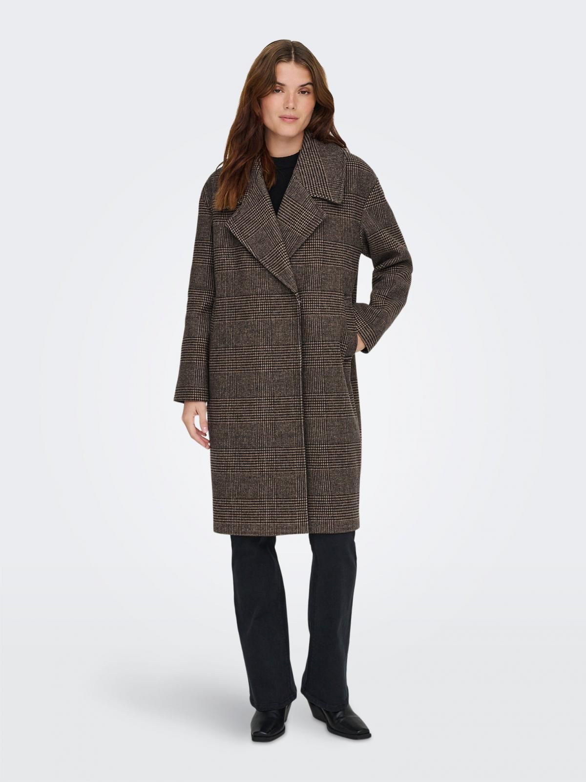 온리 클래식 체크 롱 코트 하이넥 벨트 15349086_280_1189379 BROWN / SEAL BROWN - 상품 이미지