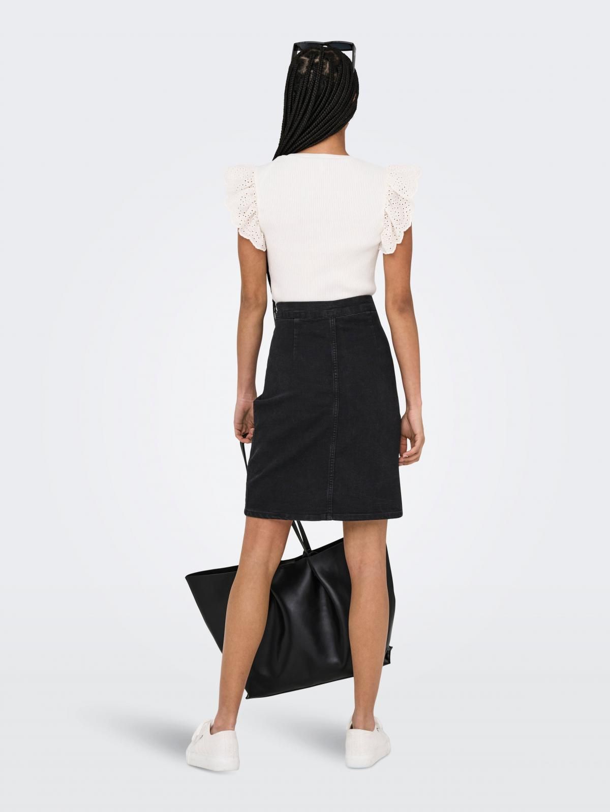 온리 데님 버튼 포인트 미디 스커트 15357946_8183 BLACK / WASHED BLACK - 상세 이미지 2