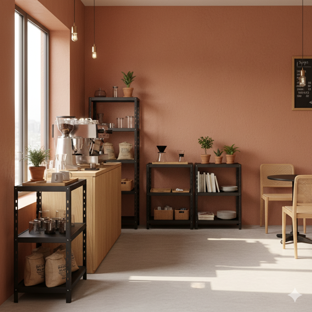 폴던스랙 올스틸 인더스트리얼 철제 진열장 450x450x1500, 3단, 블랙 - 상세 이미지 3
