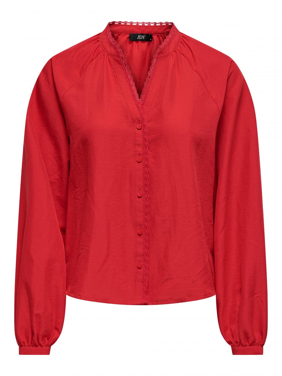 제이디와이 레이스 디테일 레드 긴팔 셔츠 15336910_2060 RED / BARBADOS CHERRY - 상세 이미지 4