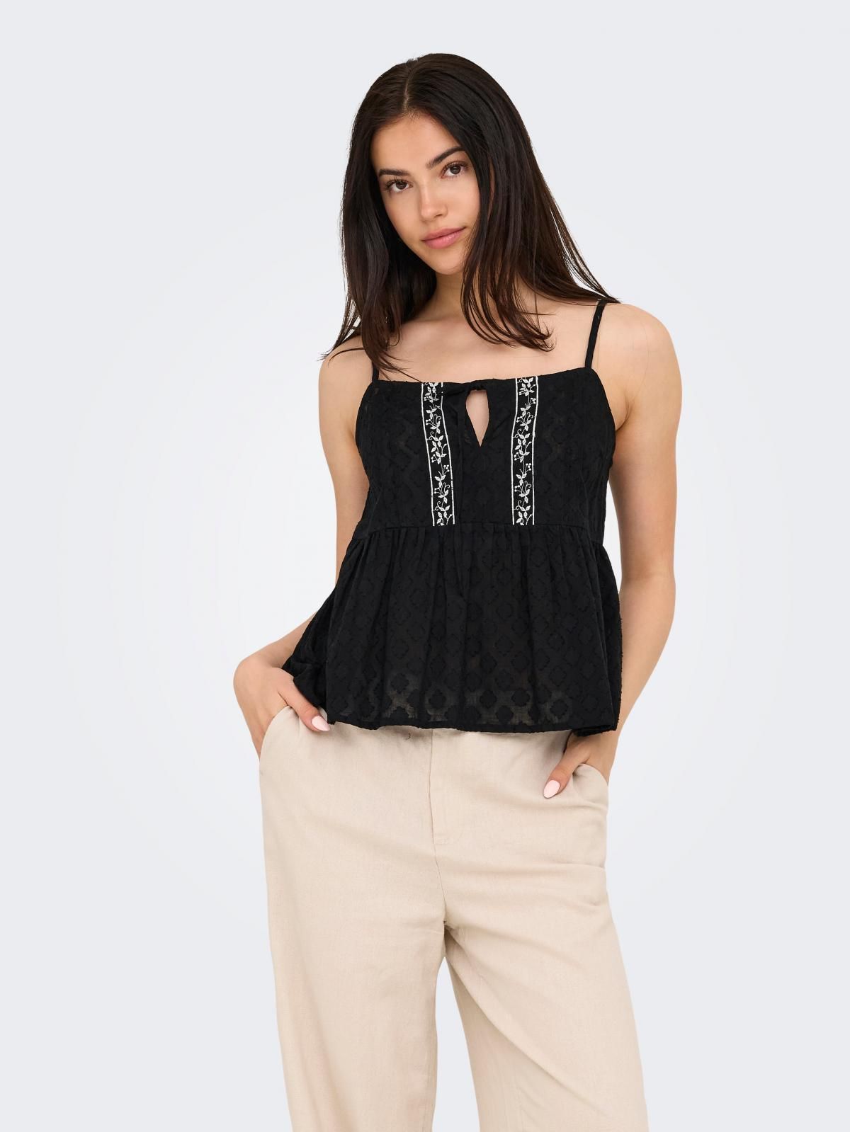 온리 레이스 디테일 블랙 캐미솔 탑 15365872_2161 BLACK / BLACK - 상세 이미지 2