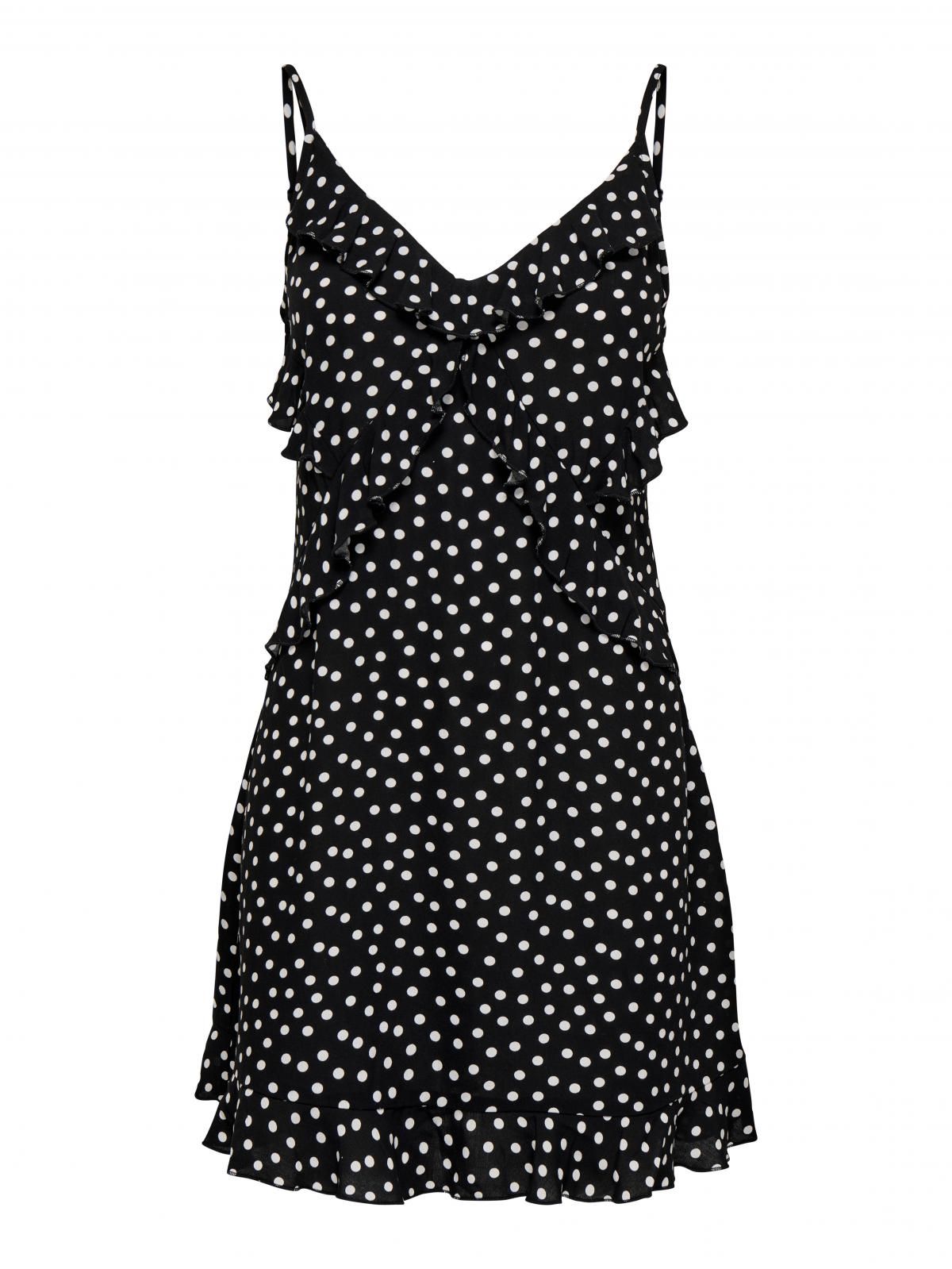 온리 도트 패턴 브이넥 스트랩 미니 원피스 15365849_2161_1242310 BLACK / BLACK - 상세 이미지 3