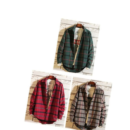 루즈핏셔츠 남성긴팔체크셔츠 허피 봄가을 두툼 남방 3컬러 1P