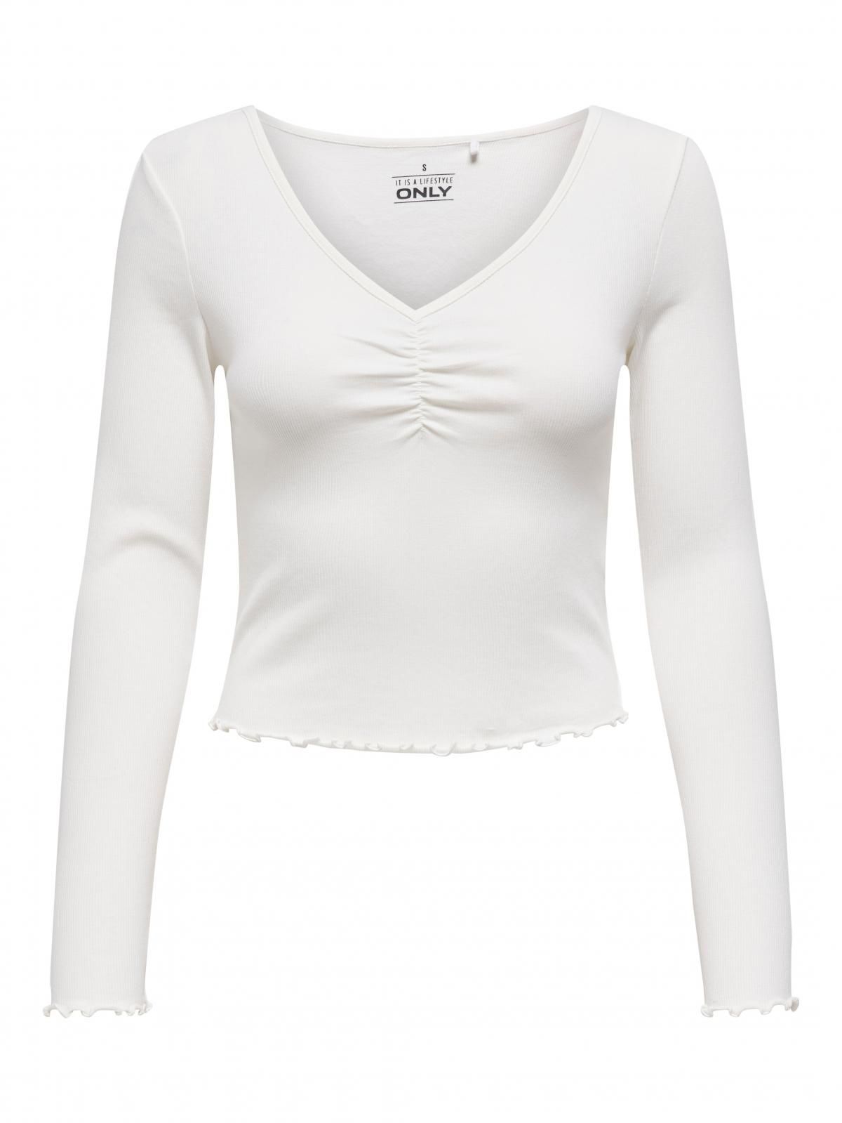 온리 브이넥 소프트 롱슬리브 탑 15342012_6 WHITE / CLOUD DANCER - 상세 이미지 3