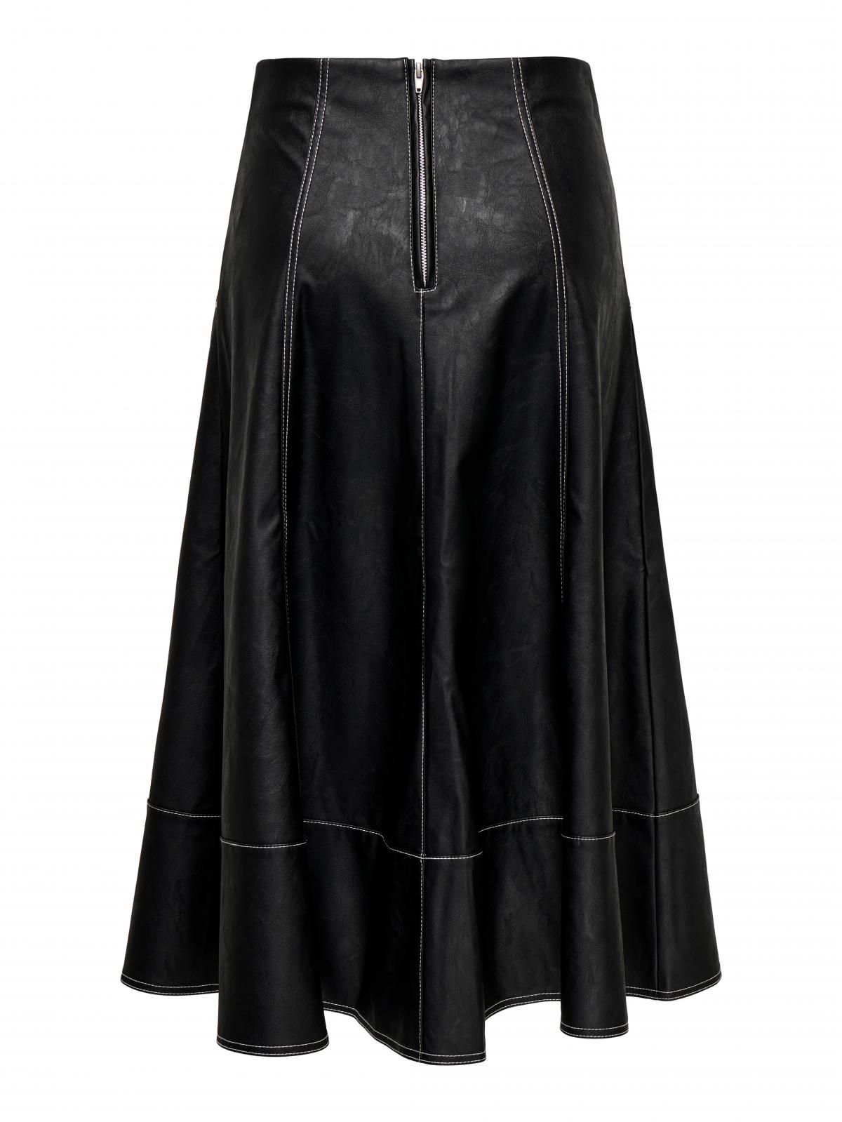 온리 테크니컬 레더 미디 스커트 15350401_2161 BLACK / BLACK - 상세 이미지 4