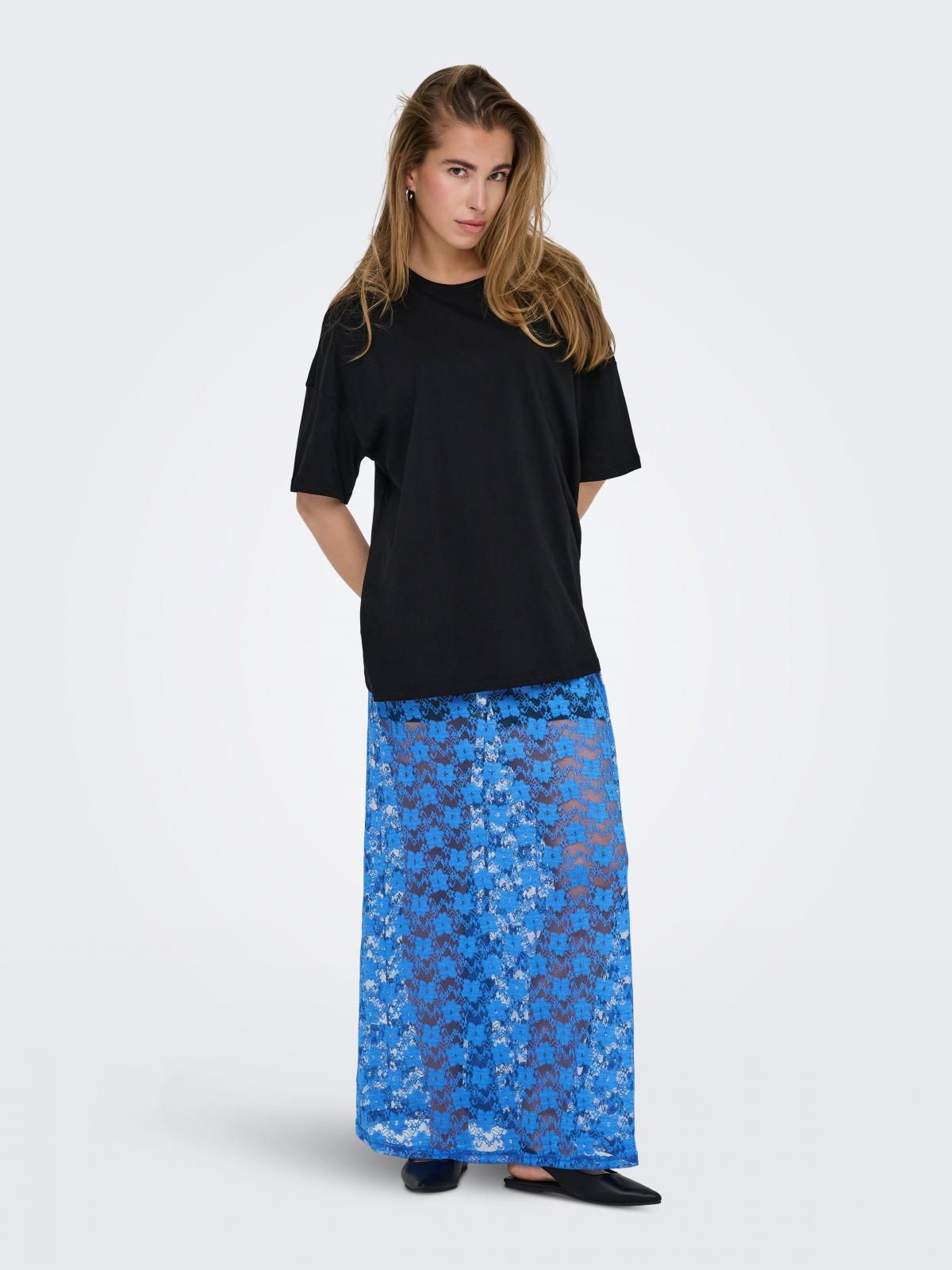 온리 레이스 롱 와이드 스커트 블루 15358221_1280 BLUE / STRONG BLUE - 상세 이미지 5