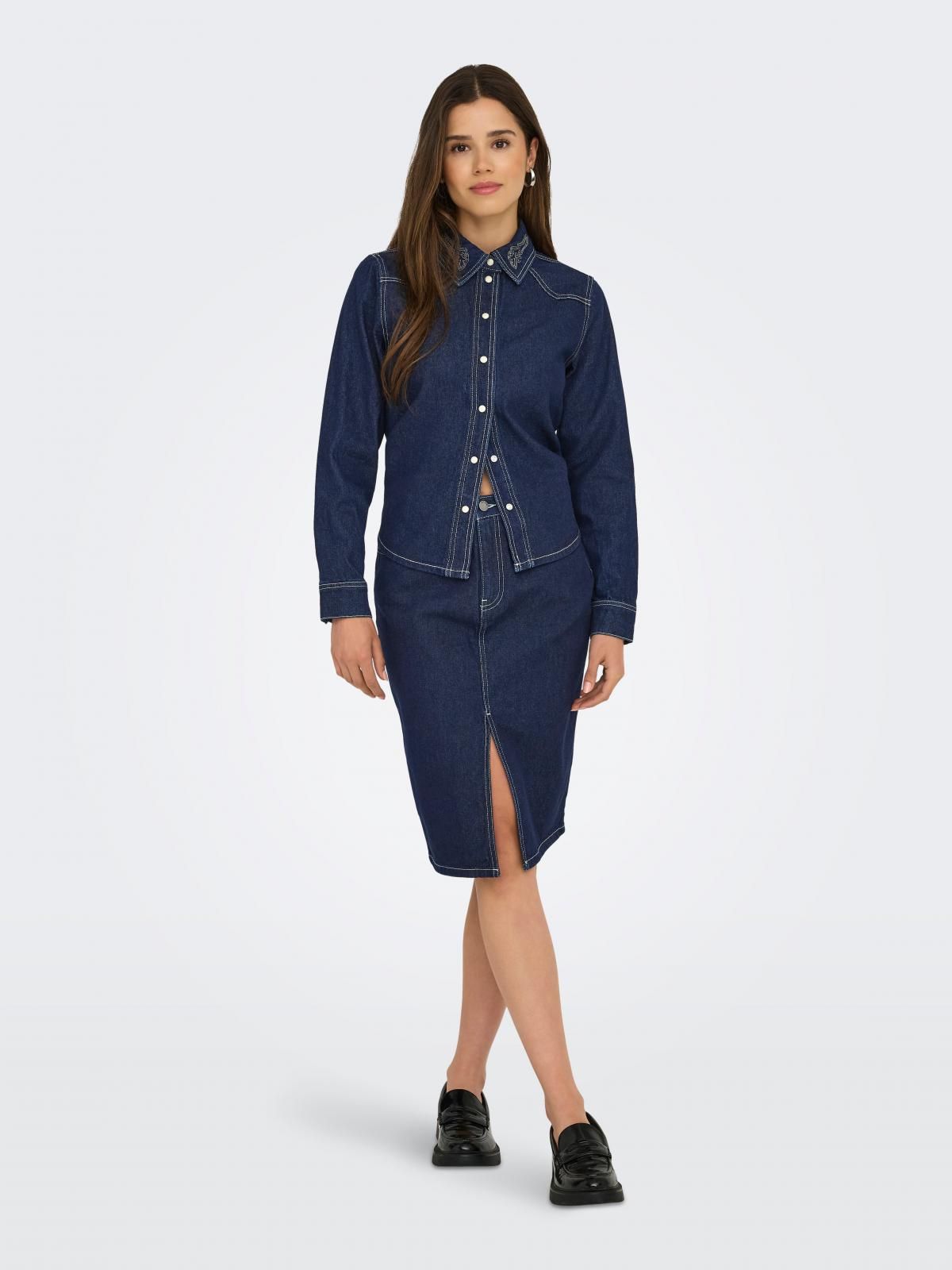 제이디와이 데님 미디 스커트 슬릿 포켓 15347528_2114 BLUE / DARK BLUE DENIM - 상세 이미지 5