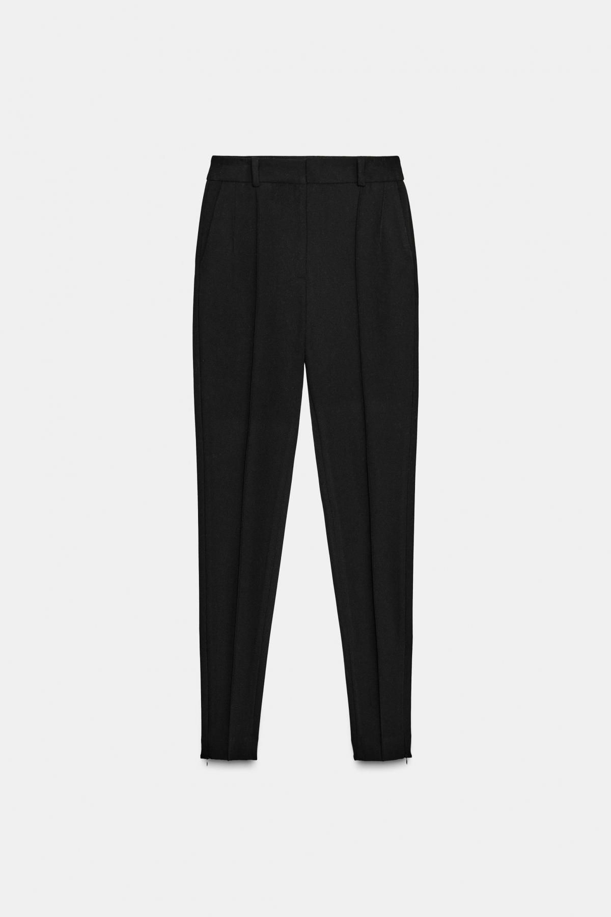 자라 슬림핏 하이라이즈 지퍼헴 팬츠 9929/675 BLACK - 메인 이미지