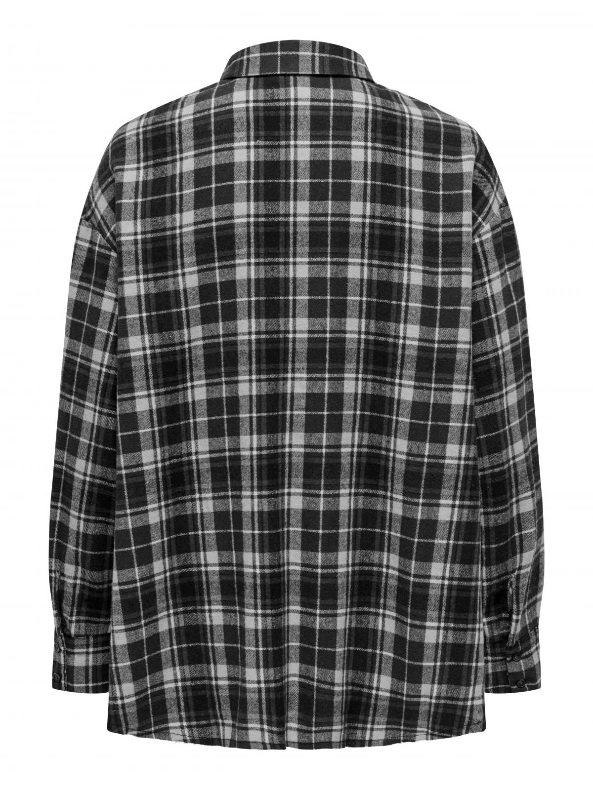 온리 오버핏 체크 긴팔 셔츠 15331718_2161 BLACK / BLACK - 상세 이미지 5