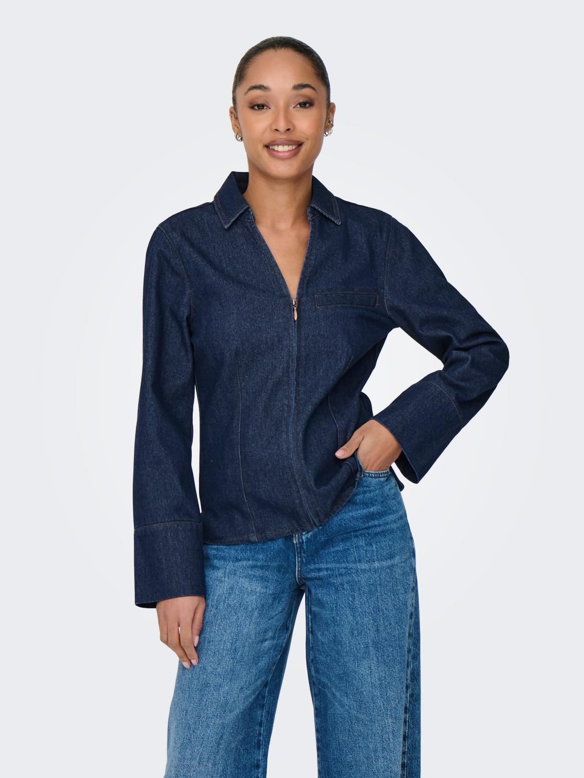 제이디와이 테크니컬 진청 데님 셔츠 15346011_2114 BLUE / DARK BLUE DENIM - 상세 이미지 2