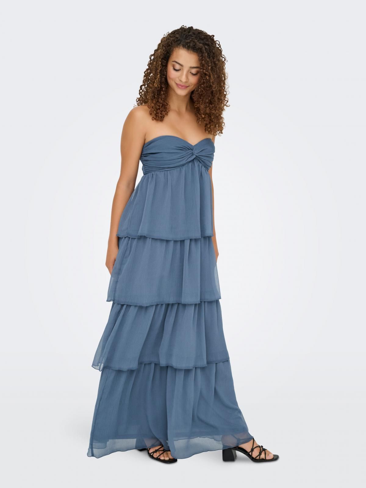 온리 러플 오프숄더 롱 맥시 원피스 15373513_1346 BLUE / CHINA BLUE - 상품 이미지