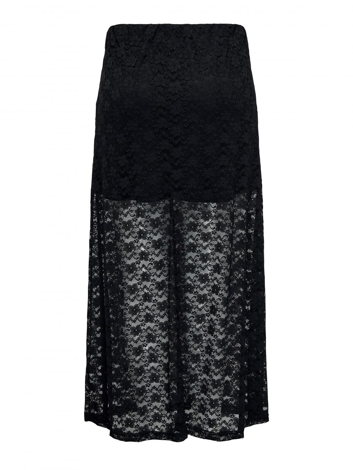 온리 레이스 미디 밴딩 스커트 15357638_2161 BLACK / BLACK - 상세 이미지 4