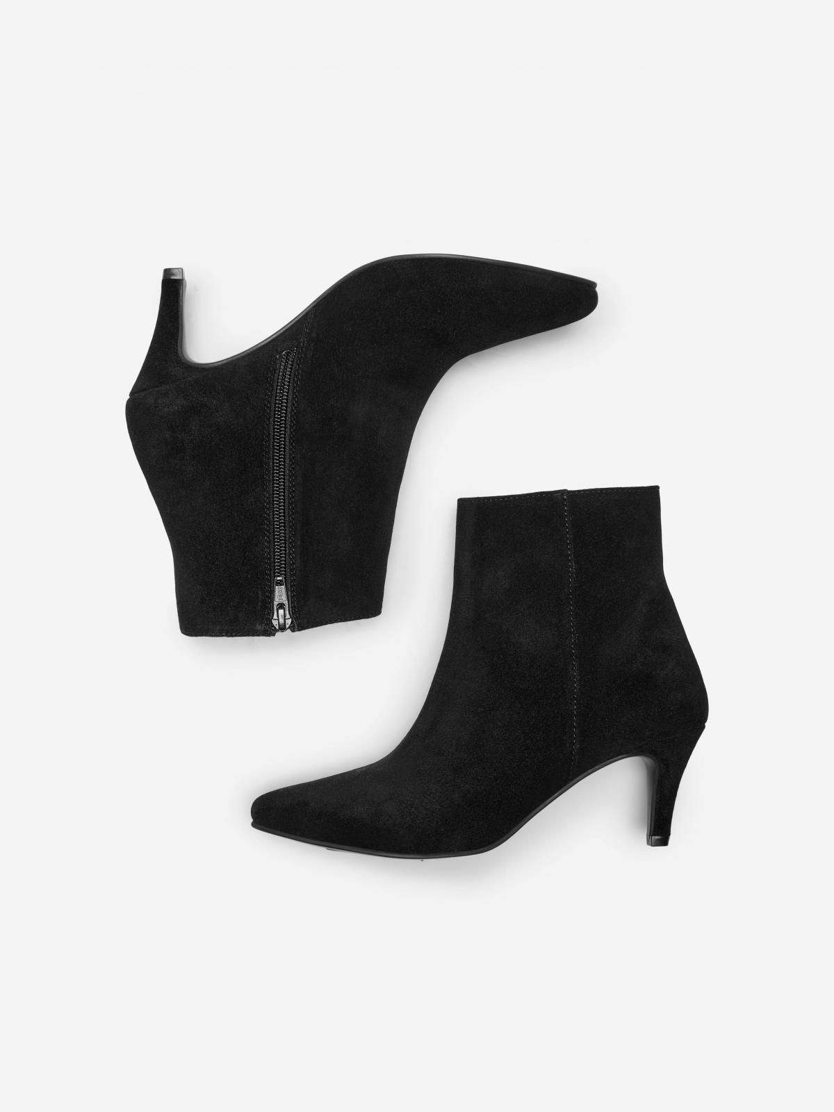 온리 스웨이드 포인티 앵클부츠 미들힐 15287515_2161 BLACK / BLACK - 상세 이미지 3