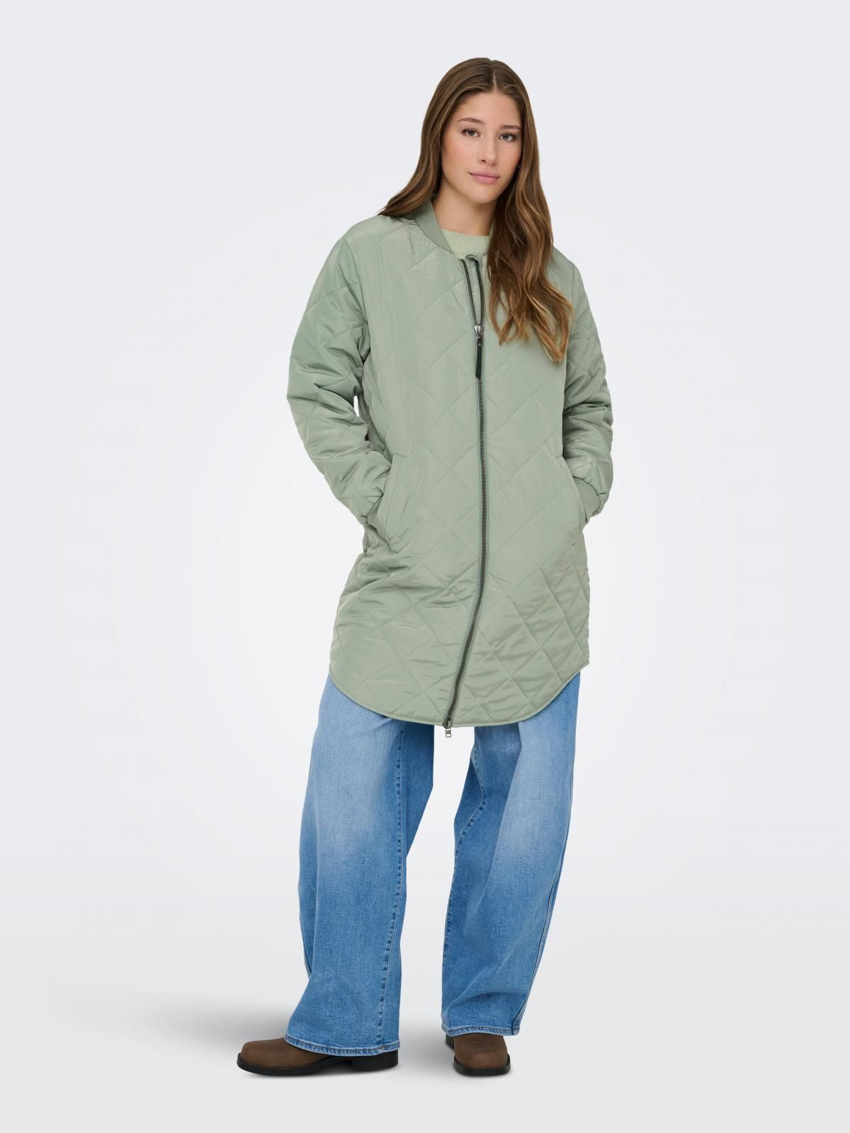 온리 집업 퀼팅 롱 코트 라이트그린 15323237_1618 GREEN / LILY PAD - 상세 이미지 2