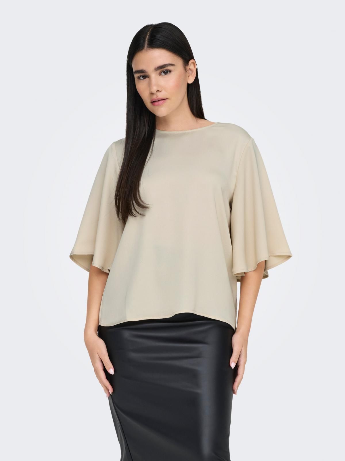 제이디와이 볼륨소매 라운드넥 블라우스 15336606_34 GREY / SANDSHELL - 상품 이미지