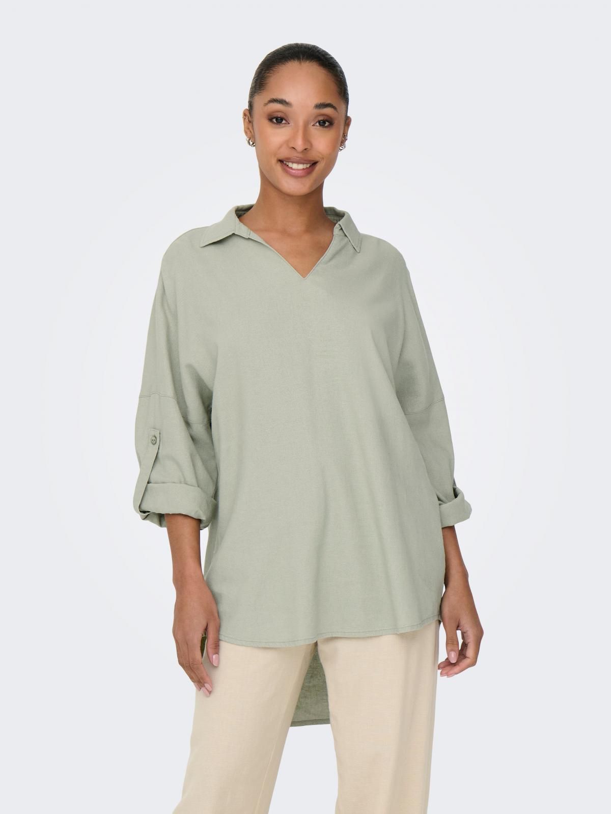 온리 릴렉스핏 리조트카라 튜닉 탑 15338898_1900 GREY / TEA - 상품 이미지