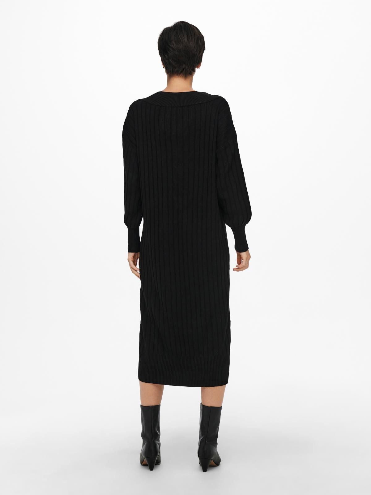 온리 미디 브이넥 니트 원피스 15236372_2161 BLACK / BLACK - 상세 이미지 2