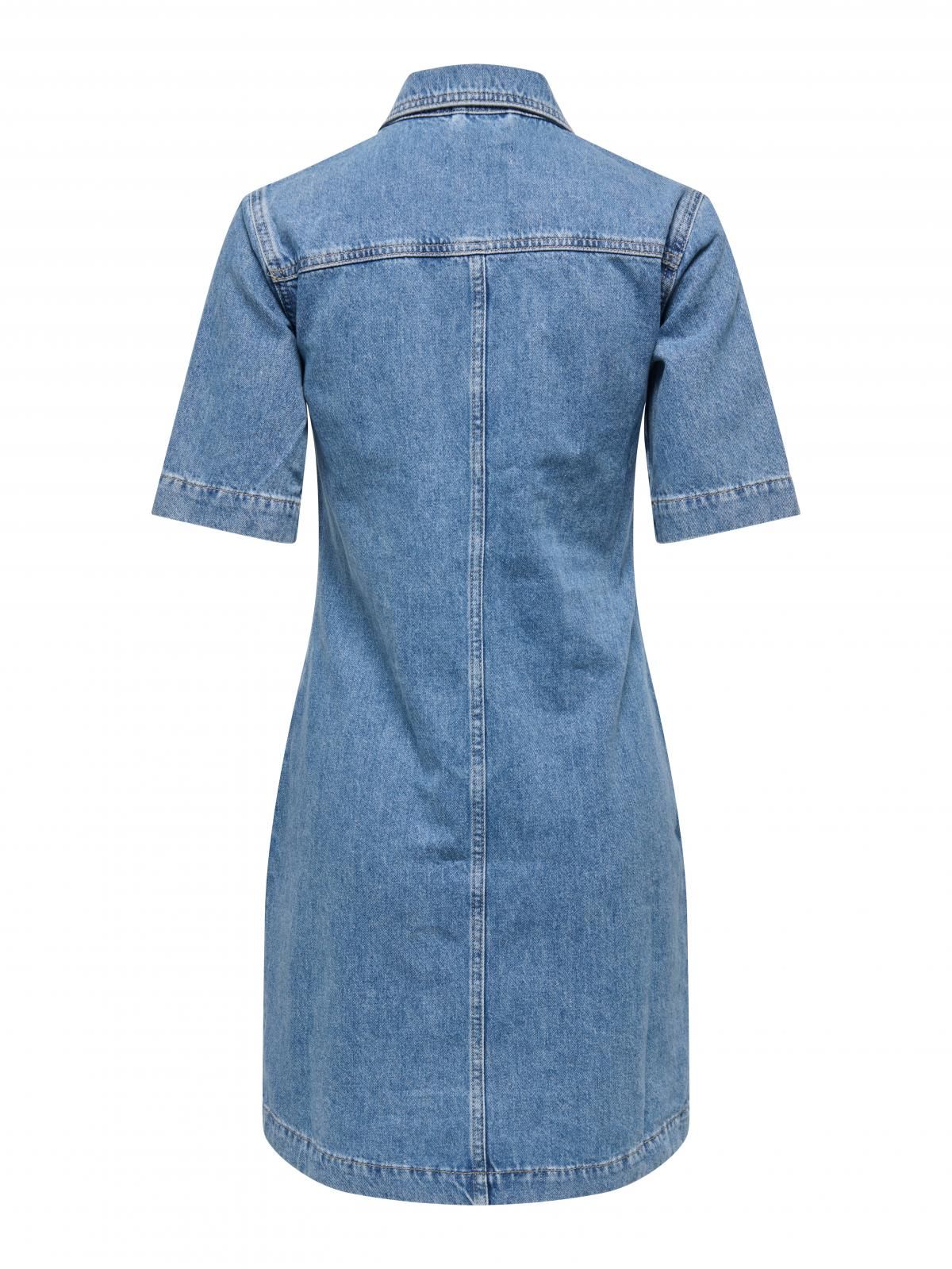 온리 데님 미니 원피스 셔츠카라 15359077_2115 BLUE / MEDIUM BLUE DENIM - 상세 이미지 5